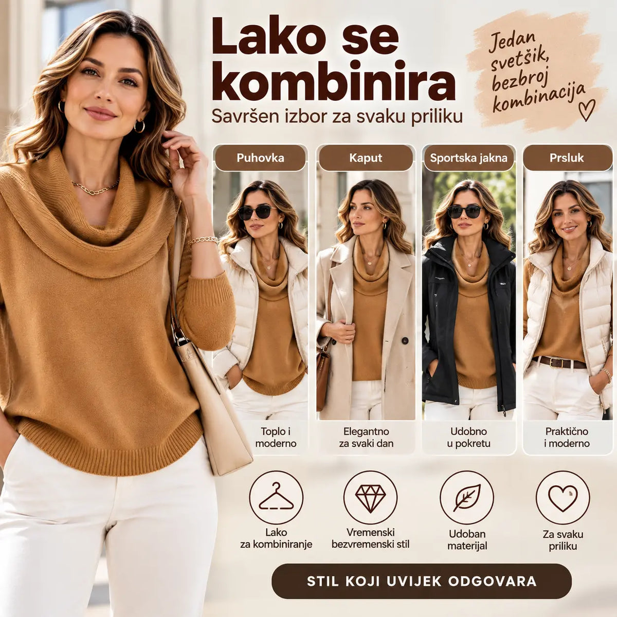🔥【S–3XL】Ženski pleteni pulover za jesen i zimu – mekan, udoban i elegantan
