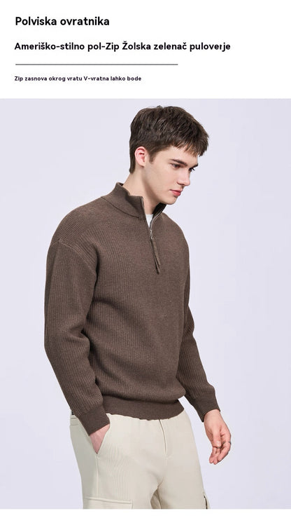 🔥🆕 Najbolj prodajana novost z 40% popustom 🧥✨ Moški veliki pulover z zadrgo, preprost in enostaven za kombiniranje.