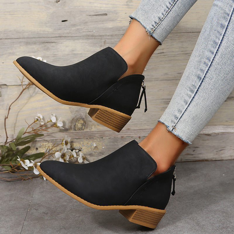 👢【36-43】Botas Martin de mujer, tacón grueso, nuevo estilo punta para otoño e invierno, cómodas para diario, versátiles y a la moda.