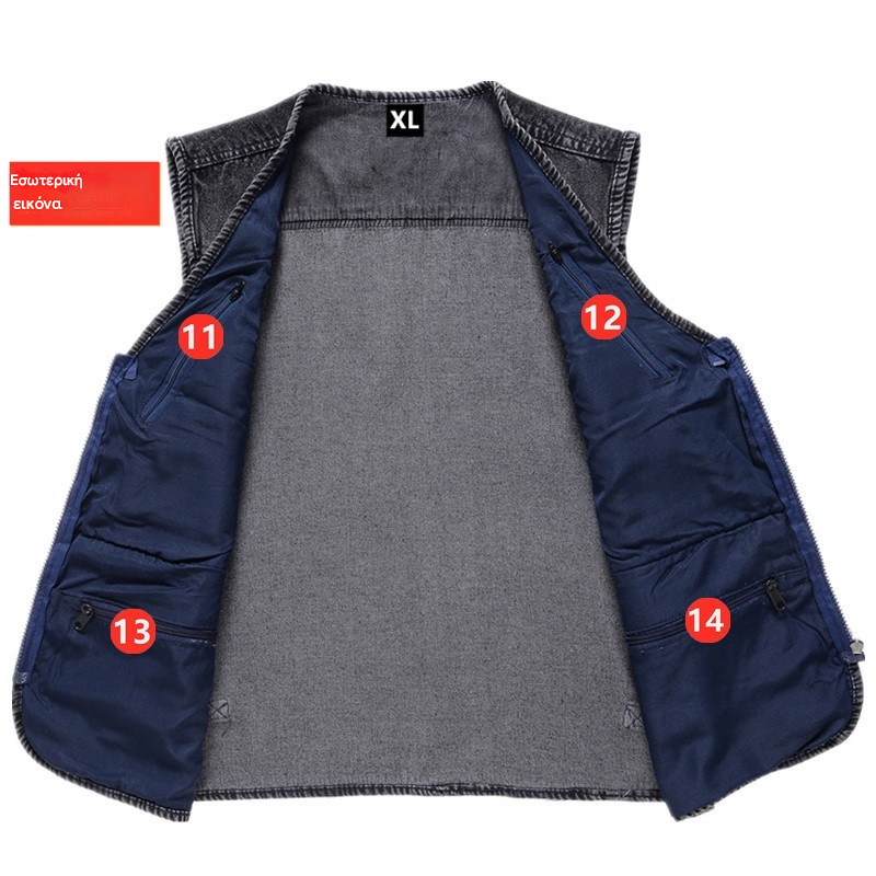 🔥 Νέα συλλογή με 50% έκπτωση, Ανδρικό εξωτερικό τζιν γιλέκο με πολλές τσέπες XL-7XL, ανθεκτικό, αναπνέον και άνετο για αποθήκευση