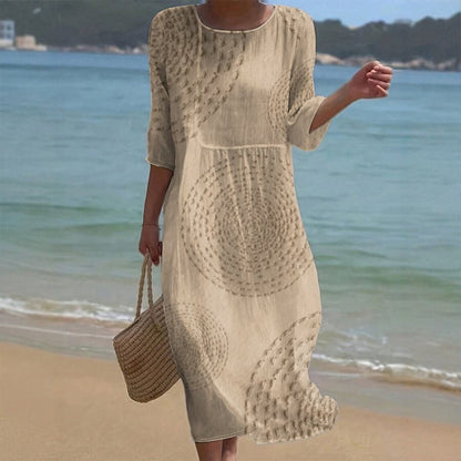 👗 Zadnji dan, 50% popusta! 【XS-4XL】Duga haljina s printom od pamuka i lana, ljetni stil, uski dizajn, široka i prozračna, skriva nedostatke figure i laska figuri.