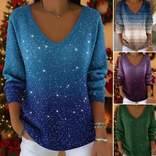💥Božična uspešnica 50%👚Nova ženska majica z dolgimi rokavi in V-izrezom, jesen/zima 2026