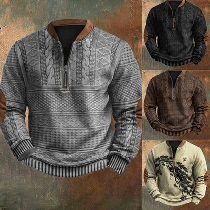 👍🥼Oferta limitada: 43% de descuento 【S-5XL】Nueva colección otoño-invierno. Camiseta con cremallera y estampado transparente de alta calidad para hombre. 3833051 