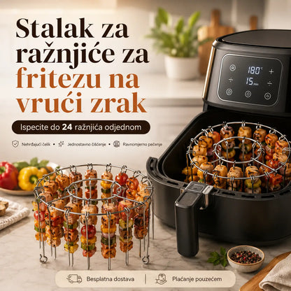 🍖🍗 Rešetka od nehrđajućeg čelika 304 s 24 ražnjića, za fritezu na vrući zrak – besplatna dostava – plaćanje pouzećem