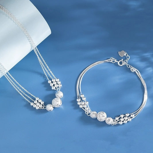 💛Vroča razprodaja🔥【Ogrlica + zapestnica】✨Komplet nakita z vgraviranim srebrom