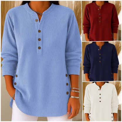 👗✨ Nová dámska pletená blúzka 2025, vysoko kvalitná jednofarebná, ležérny voľný štýl, dlhý rukáv, okrúhly výstrih (S-4XL) 🌸💖-