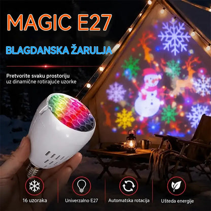 ✨ Božićna E27 LED projekcijska žarulja | 16 dinamičnih uzoraka | Stvorite blagdansko ozračje u sekundi 🎄