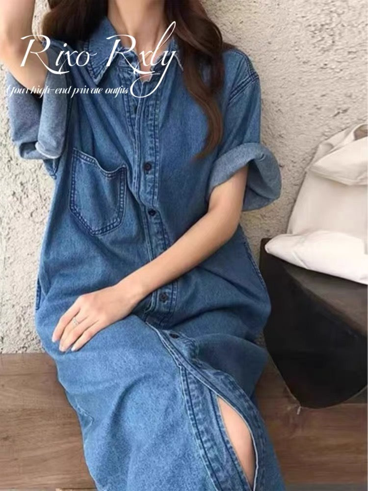 40% popusta 🔥 2026 nova moderna retro haljina od trapera za žene, velika veličina, jednobojna, svestrana i casual