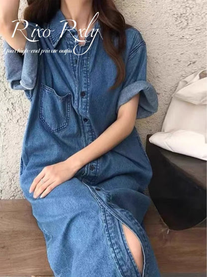 40% popusta 🔥 2026 nova moderna retro haljina od trapera za žene, velika veličina, jednobojna, svestrana i casual