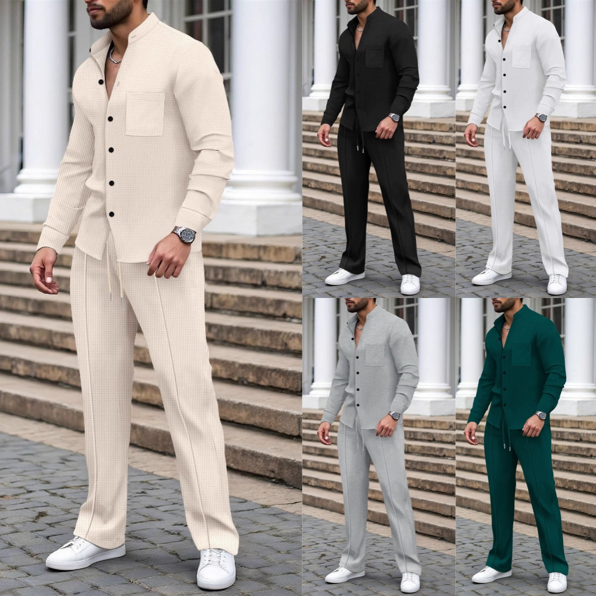 ⏳Ograničena ponuda 50%⏰Muški visokokvalitetni ležerni set od 2 hlača s vafl uzorkom