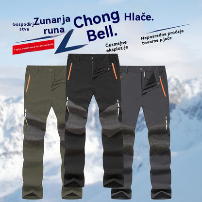🔥【M~4XL】Moške tople, vetrno odporne in vodoodporne pohodniške hlače – odporne na praske, visoko raztegljive