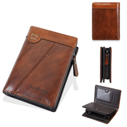 ✨【Compra 1 y llévate 1 gratis】Nueva billetera con cremallera estilo retro de primera calidad para hombre con función antirrobo RFID.