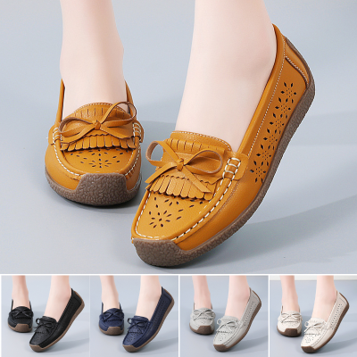 🌼Ženske cipele od kravlje kože prvog sloja🌼【35-44】Ženske kožne cipele s mašnom, šuplje, prikladne za proljeće, ljeto i jesen