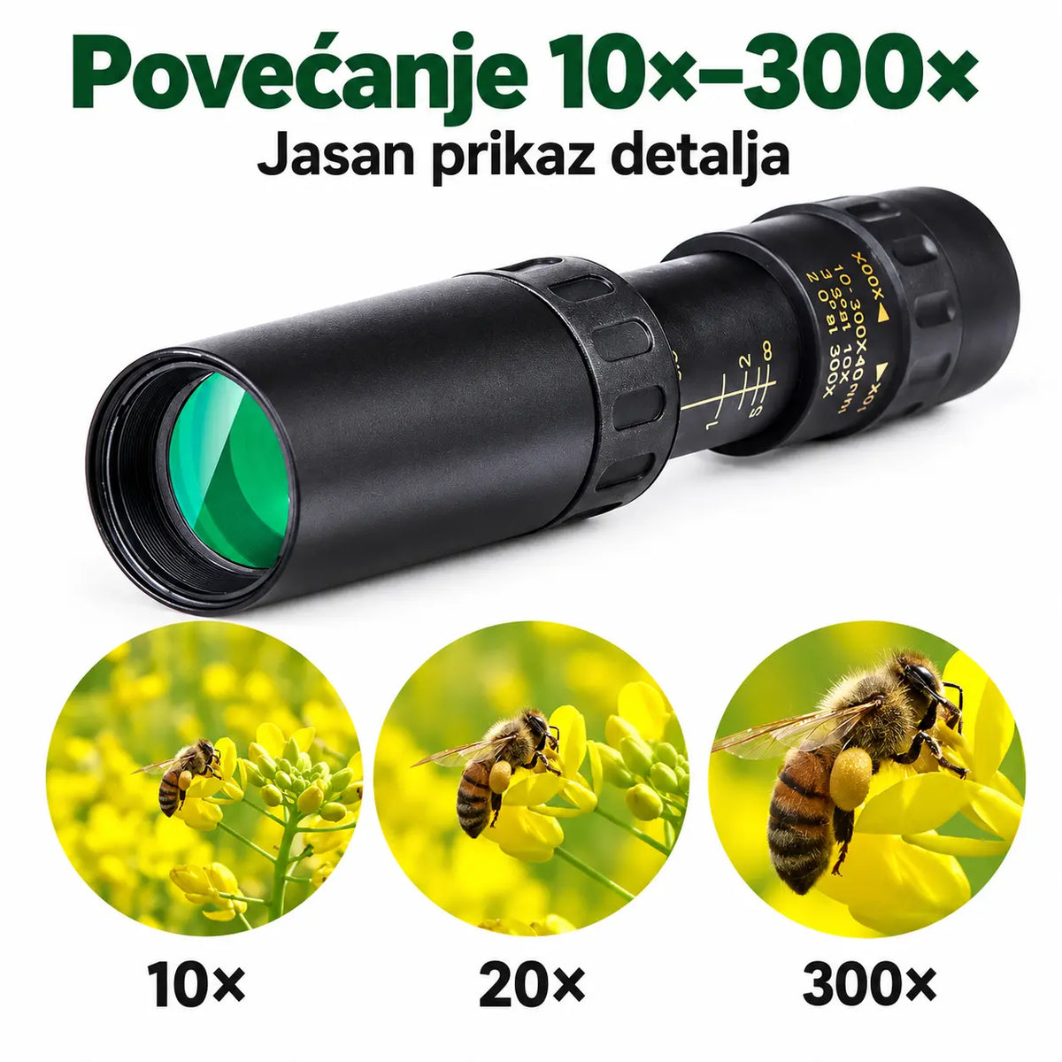 🔥【Rasprodaja zaliha – Ponuda ograničenog trajanja】🔥 Snažan HD monokular velikog dometa s povećanjem 10–300x – Profesionalna kvaliteta i noćni vid za uvjete slabog osvjetljenja (idealno za lov)