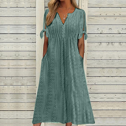 [🏆Rebajas de temporada] 👗Vestido de algodón suave en un color liso: cómodo y versátil, perfecto para el uso diario.