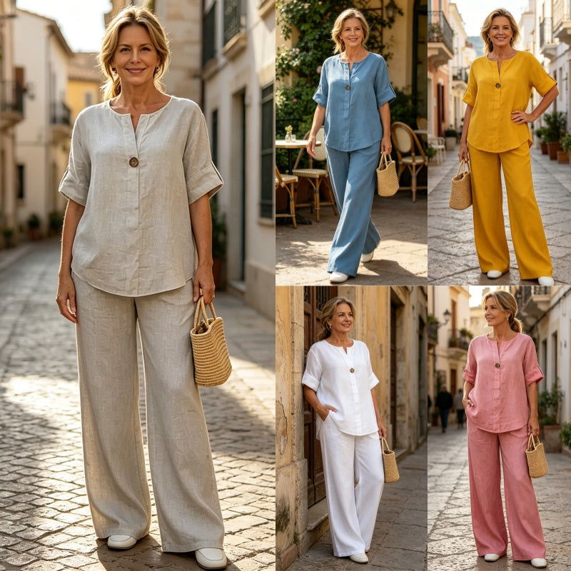 🔥【#1 en oferta】Elegante conjunto de lino y algodón: fresco, cómodo y con estilo para cualquier ocasión.【S-3XL】