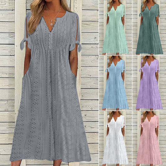 🏆 Нова промоция 👗 Едноцветна памучна рокля — мека и удобна, универсална, подходяща за ежедневно носене