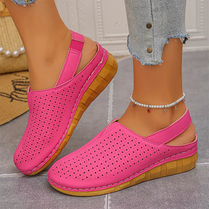👡2026 ljetne sandale od prave kože: udoban slip-on dizajn s debelim potplatom, prozračni perforirani model za vani (veličine 36-43) 🌿👡
