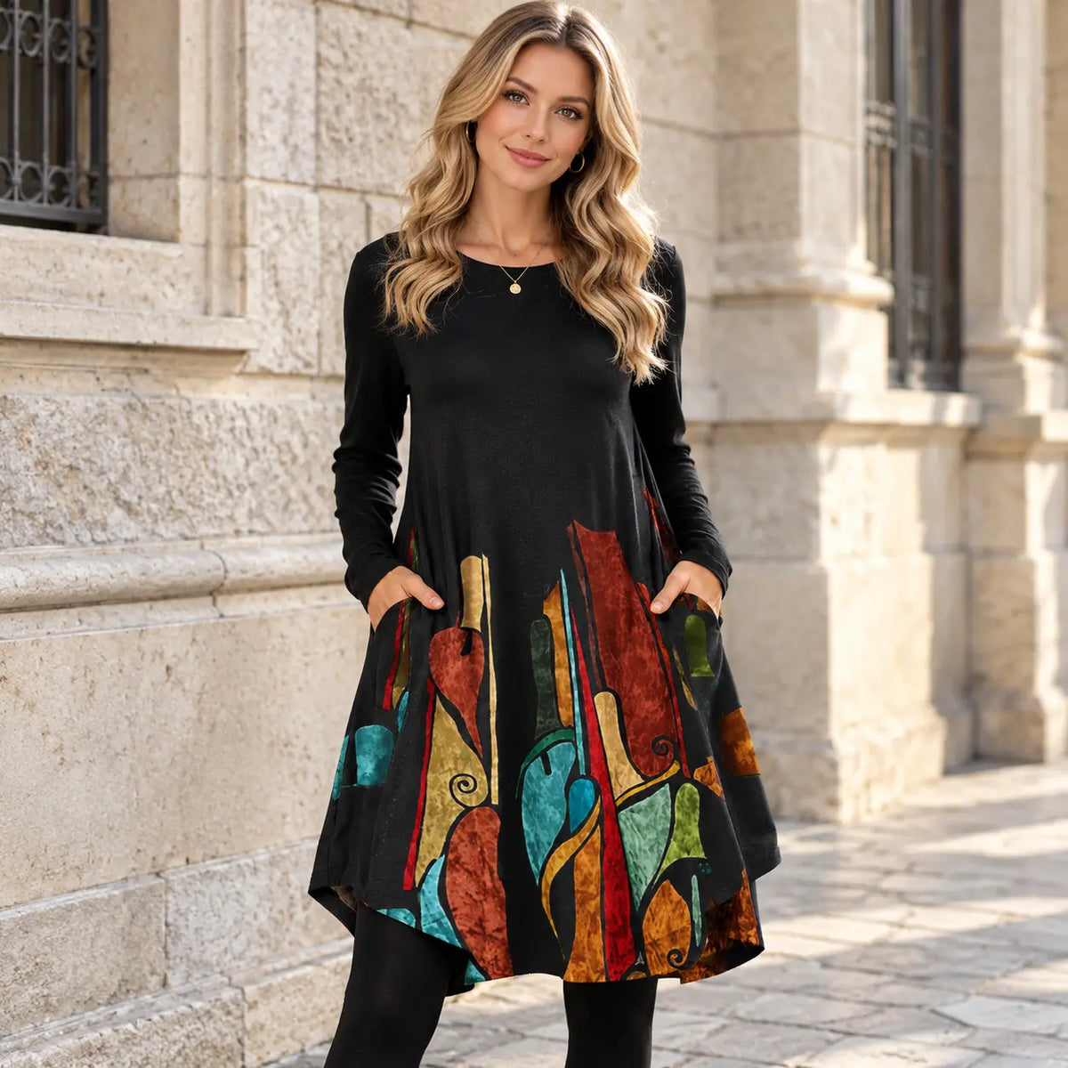 🔥【S-5XL】Haljina s etničkim retro printom – jesenski/zimski stil