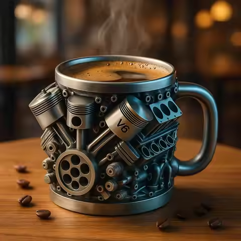 🎁☕【Kupite jedan, dobijte jedan gratis】Šalica za kavu Creative Engine V6V8 od nehrđajućeg čelika