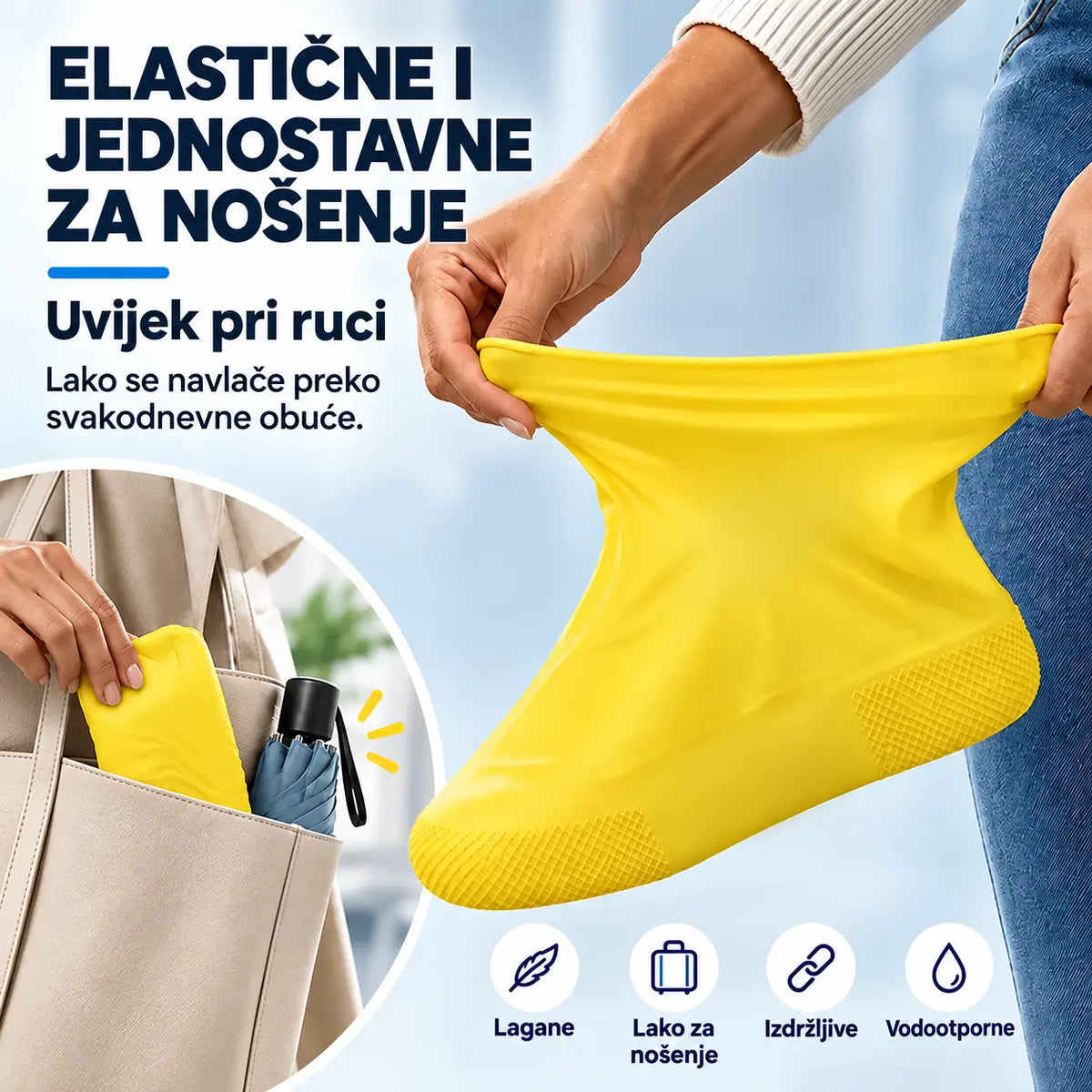 【2 para za 21 €】Spriječi da ti se tenisice smoče! Izdržljive vodootporne navlake za obuću: neklizajuće i sklopive – savršene za nošenje u torbi 🌧️