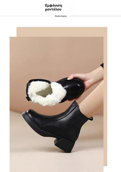 👢【35-40】2025 ❄️ Νέα Χειμερινά Γυναικεία Μποτάκια Μάρτιν , Μποτάκια από Δέρμα 🖤, Ζεστά Πουπουλένια Μποτάκια 🔥