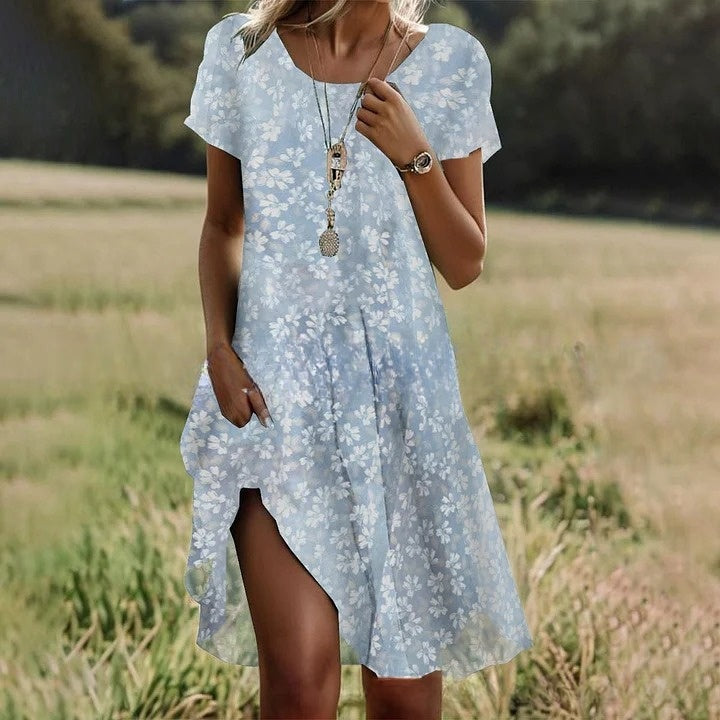 【50% popusta - zadnji dan】【Veličine: S-3XL】💖👗Nova ležerna haljina s okruglim izrezom i printom za proljeće/ljeto 2026.🌸🌞