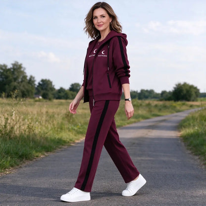 🎀💃【M-4XL】Ženski sportski komplet od 3 dijela, kvalitetna jakna s kapuljačom i patentnim zatvaračem, majica kratkih rukava i duge hlače