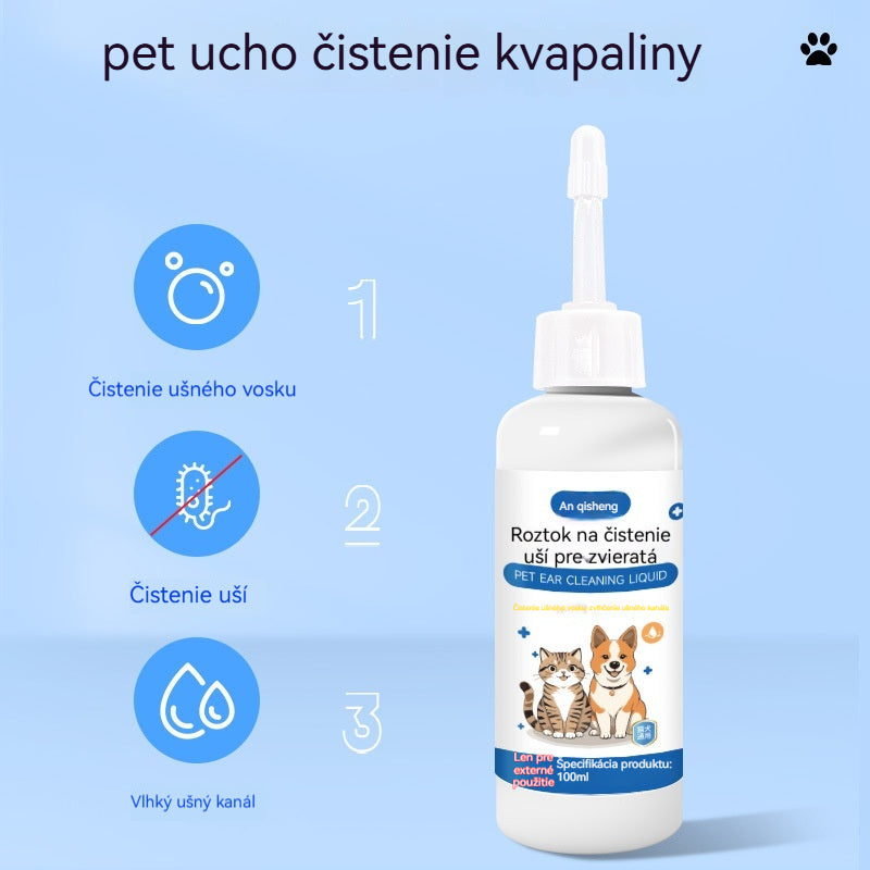 🐶🐱 Čistič uší pre psy a mačky, jemná starostlivosť proti ušnému mazu, nečistotám a svrbeniu