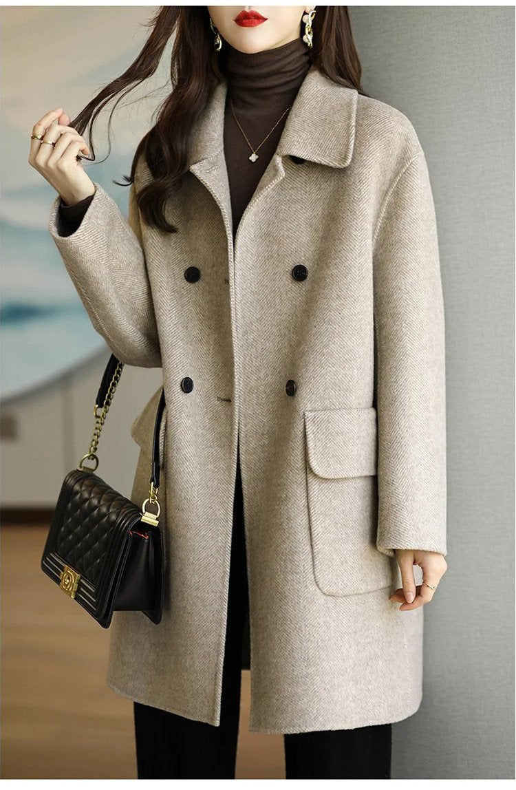 🌈🩰Descuento de temporada del 39%: abrigo doble de alta calidad de lana de cachemira, adecuado para varias temporadas 