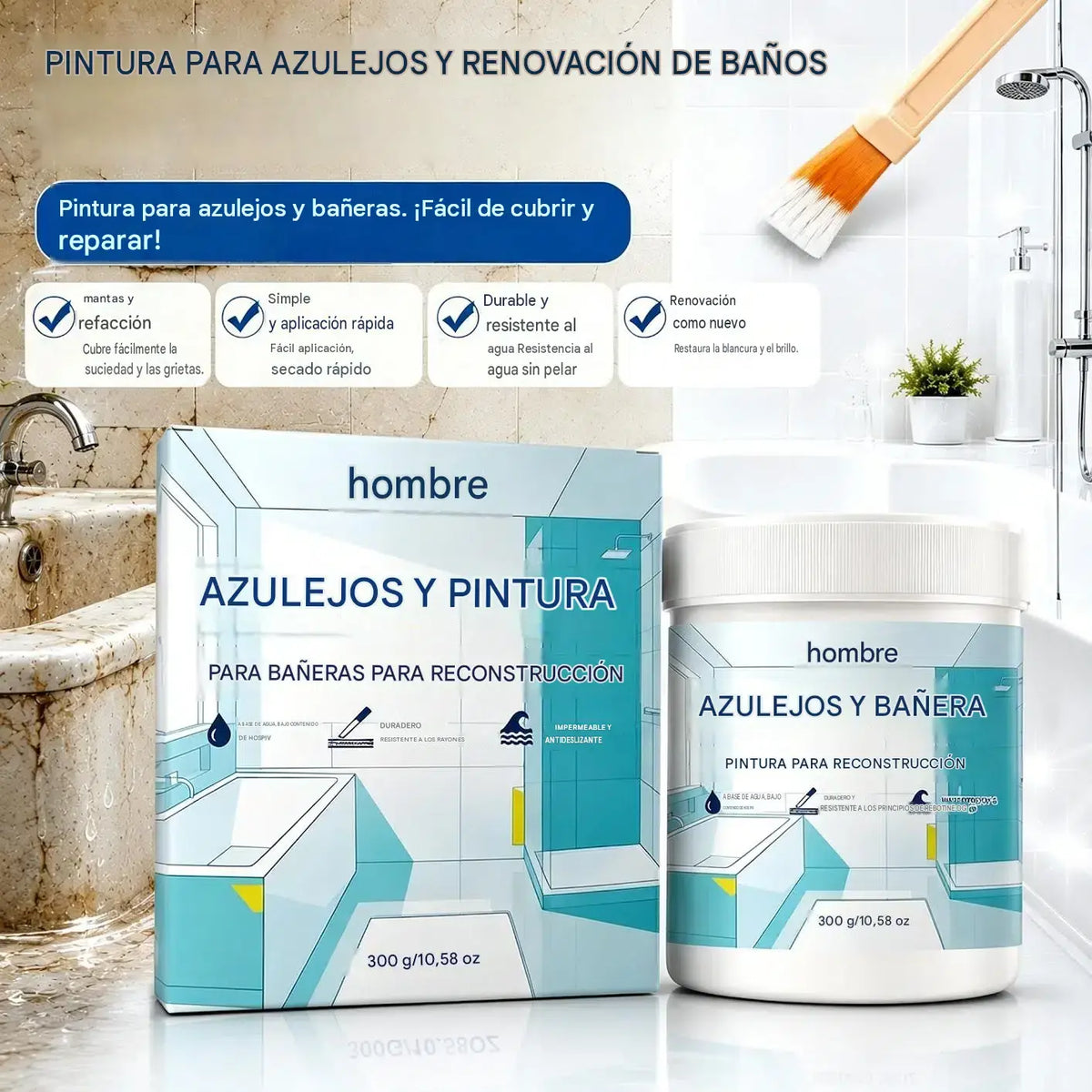 Kit de pintura a base de agua para el acabado de azulejos y bañeras.