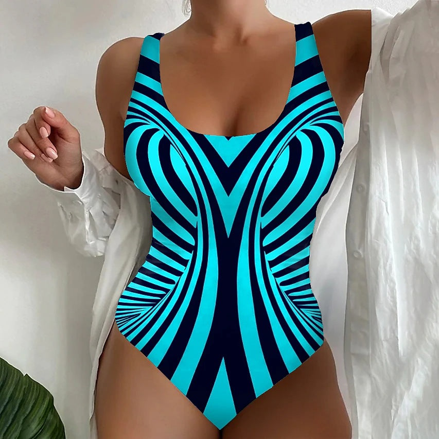 🥰【Последен ден - 50% отстъпка】🔥【S~8XL】Уникален раиран бански костюм от една част