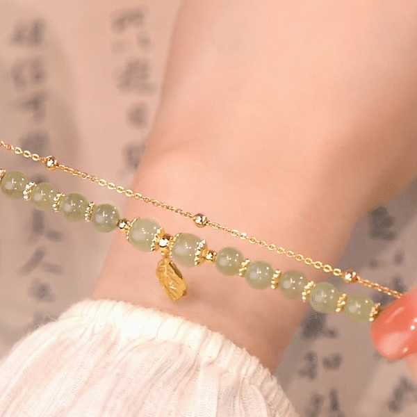 ✨🔥【Kúpte jednu  a druhú získate zadarmo 🎁】💛 2 náramky z 14K zlata s hetianskym nefritom 💎