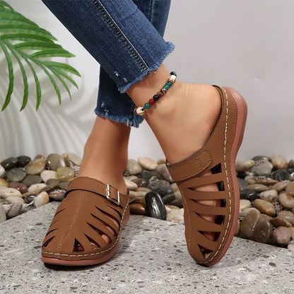 👡 Ljetne klompe od prave kravlje kože – izrezan dizajn s čičkom, anatomski potplat protiv umora, 5 boja, veličine 36-43! ☀️✨