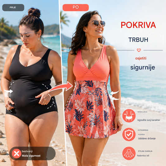 🏖️🌴【S-5XL】Kupni kostim s printom za odmor na plaži 2026. Dizajn suknje lako prekriva trbuh i noge, laskajući figuri.