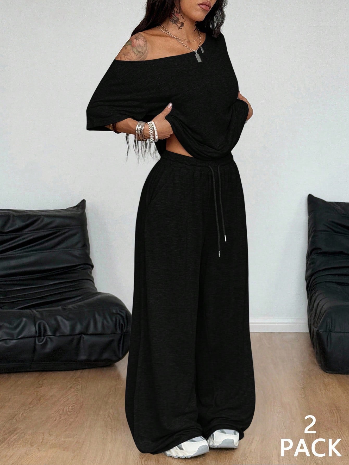 🍁Conjunto de lino de dos piezas para mujer, top de manga larga combinado con pantalón, casual, elegante y cómodo.