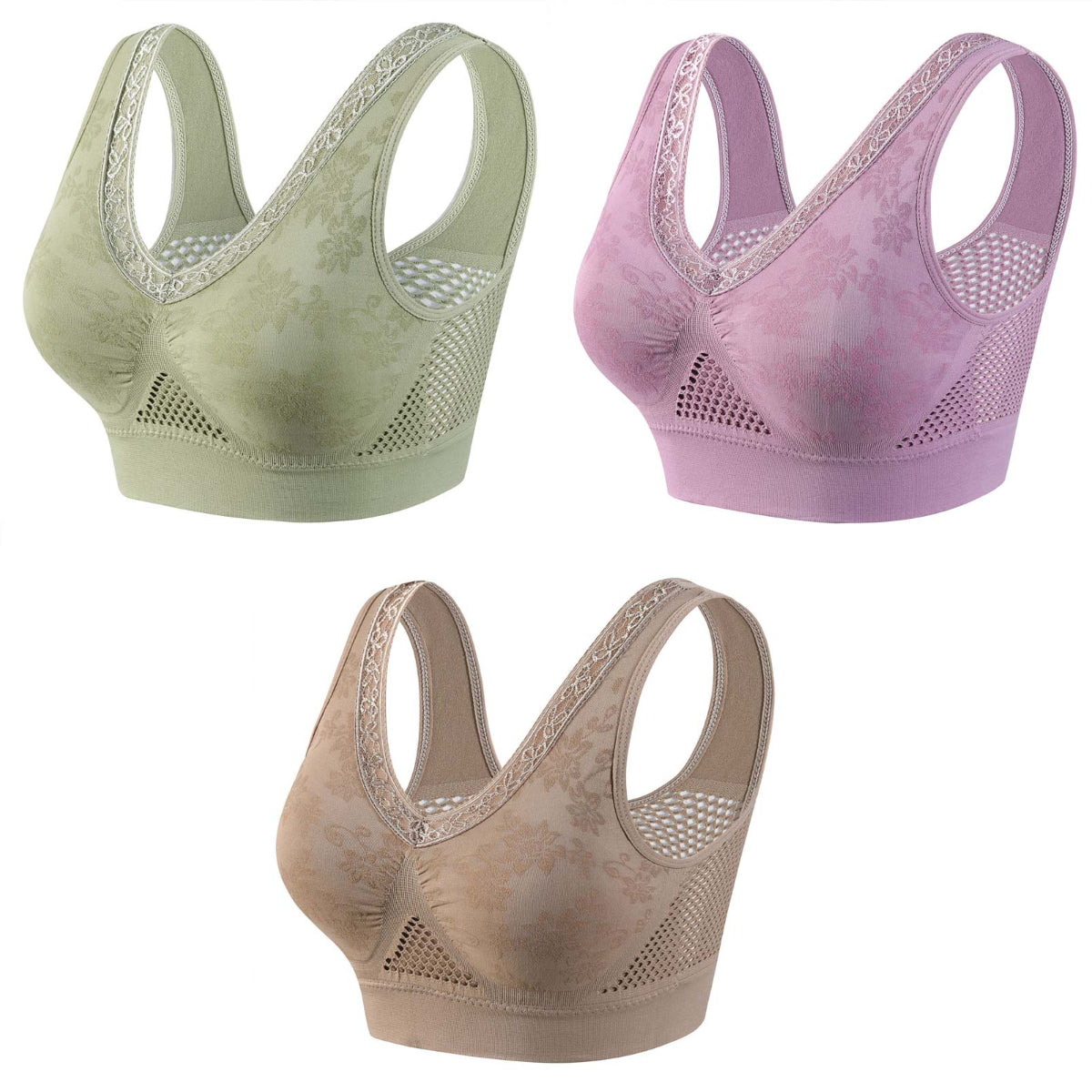 ✨👙【Pakiranje od 3 komada】Ženski čipkasti grudnjak bez žice, visoka potpora【40-120 kg】Besplatna dostava - Plaćanje pouzećem