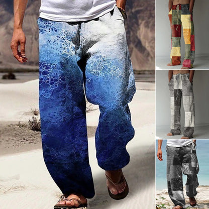 ✨👖【S-6XL】😍 Muške široke hlače od pamuka i lana velikih veličina, ležeran i moderan boemski stil, prirodni pad [10 boja🌈]