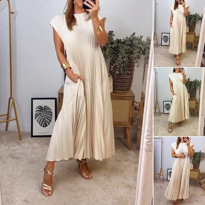 🔥❤️【50% POPUSTA】【S-3XL】Jednobojna plisirana haljina bez rukava