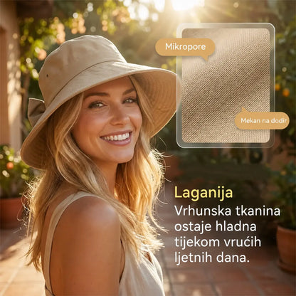 👒✨ Ženski šešir za sunce s mašnom i širokim obodom - sklopivi, 360° zaštita 🎀