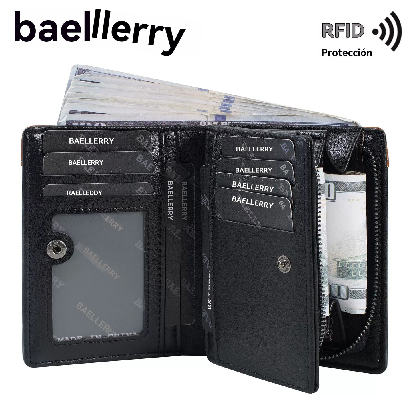 ✨【Compra 1 y llévate 1 gratis】Nueva billetera con cremallera estilo retro de primera calidad para hombre con función antirrobo RFID.