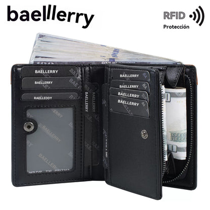 ✨【Compra 1 y llévate 1 gratis】Nueva billetera con cremallera estilo retro de primera calidad para hombre con función antirrobo RFID.