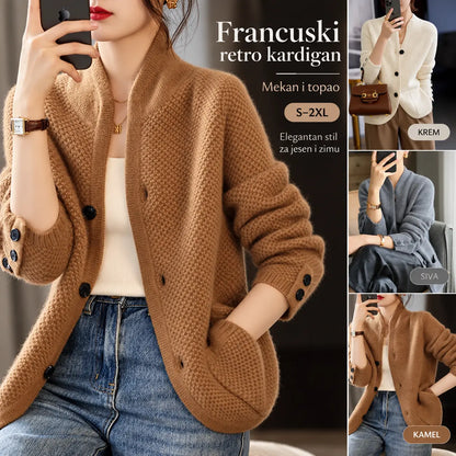 💋【-49% sezonska akcija】Novi francuski retro kardigan od kašmira za jesen i zimu – S–2XL