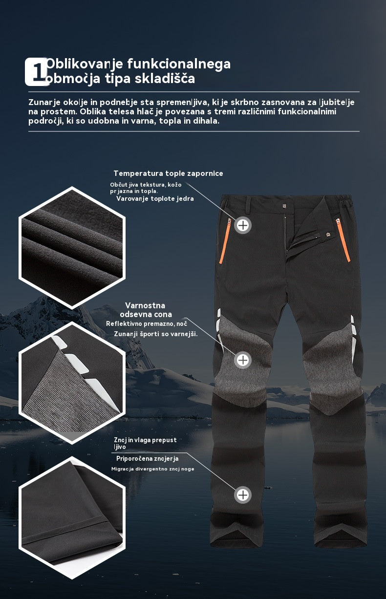 🔥【M~4XL】Moške tople, vetrno odporne in vodoodporne pohodniške hlače – odporne na praske, visoko raztegljive