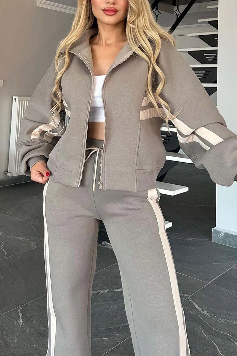 ¡Lanzamiento nuevo con 40% de descuento! 🔥🖤 Conjunto de 2 piezas para mujer: chaqueta de rayas + pantalón cómodo de alta calidad 🔥 Algodón suave, agradable al tacto y cómodo de llevar