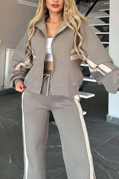 ¡Lanzamiento nuevo con 40% de descuento! 🔥🖤 Conjunto de 2 piezas para mujer: chaqueta de rayas + pantalón cómodo de alta calidad 🔥 Algodón suave, agradable al tacto y cómodo de llevar
