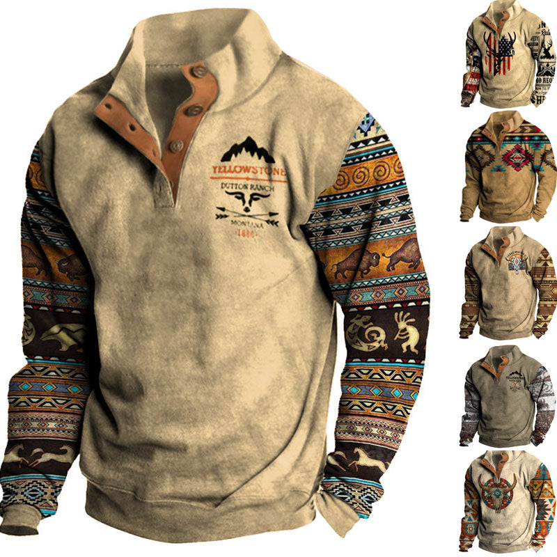 👕【35% de descuento】【S-4XL】Suéter masculino de moda para otoño e invierno 2026, cálido, de manga larga con estampado 3D