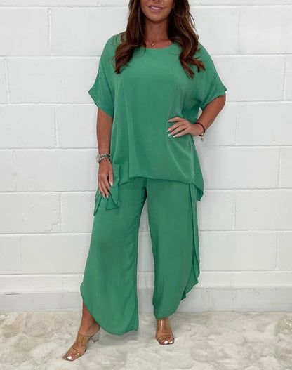 💞【S-5XL】Nuevo traje de ocio de moda para mujer hecho de algodón suave, tamaño grande, transpirable y cómodo 