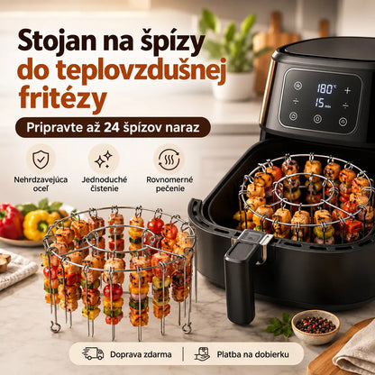 🍖🍗 Stojan z nehrdzavejúcej ocele 304 s 24 ihlicami do teplovzdušnej fritézy – Doprava zdarma – Platba na dobierku