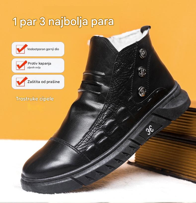 👞【39-44】⛄ Muške čizme od prave kože s toplom pamučnom podstavom, neklizajuće, vodootporne, udobne i fleksibilne zimske čizme